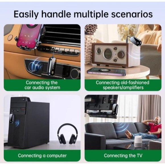 Wireless 5.4 Bluetooth Audio Transmitter & Receiver 2-In-1 Adapter 3.5mm Aux RCA - Picture 6 of 13